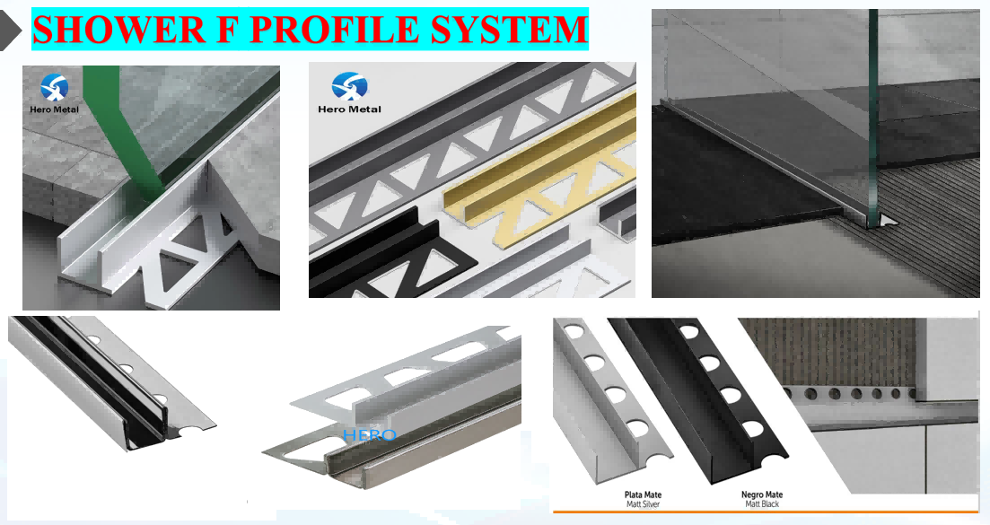 Anodized Aluminium Shower F Profile System